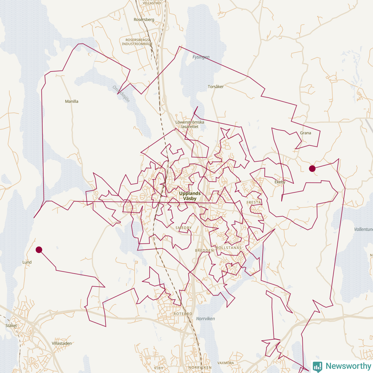 Karta över tomtens bästa resväg