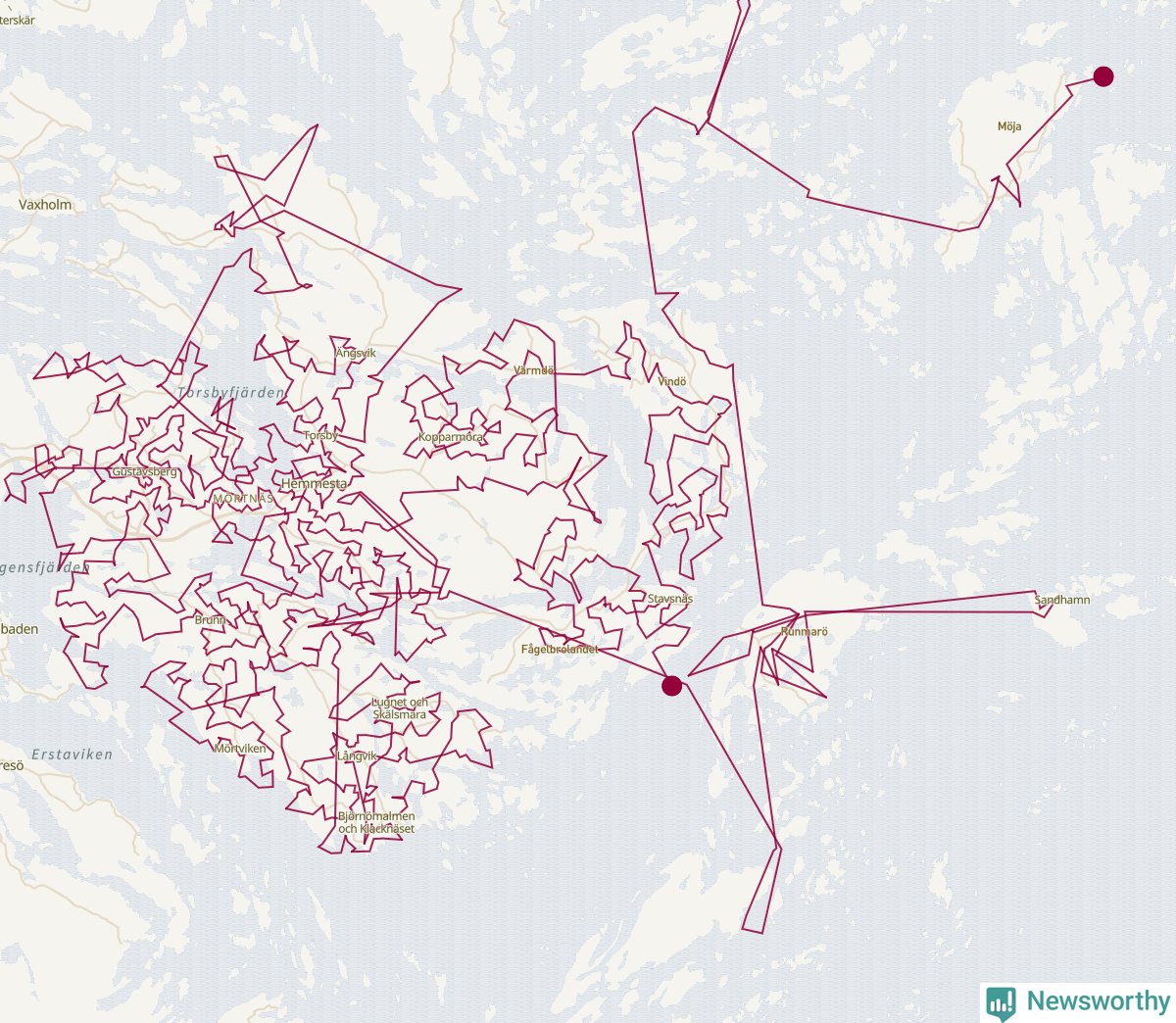 Karta över tomtens bästa resväg