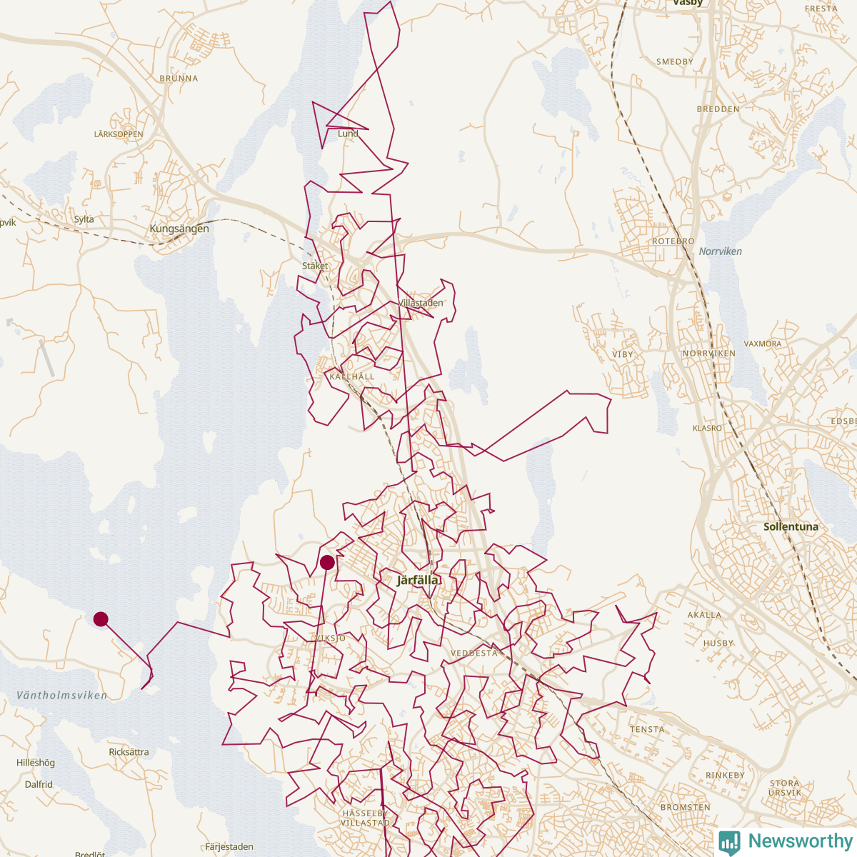 Karta över tomtens bästa resväg