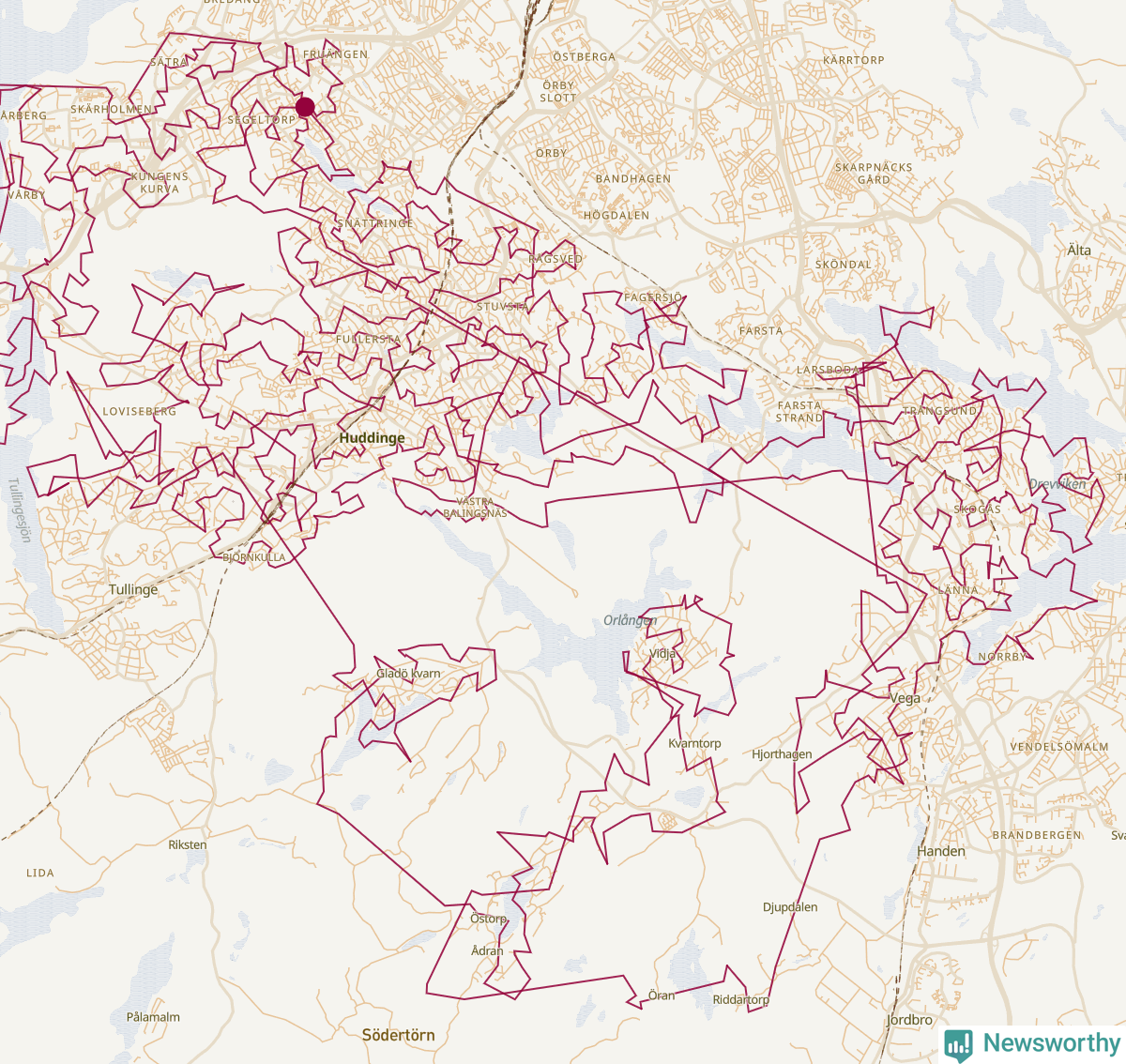 Karta över tomtens bästa resväg