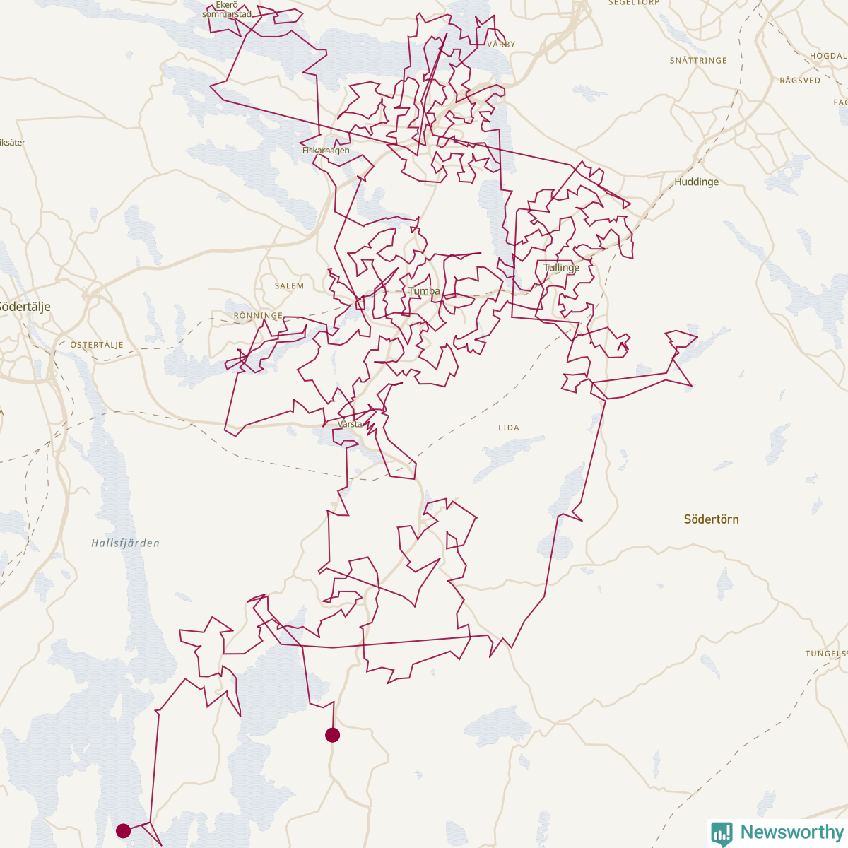 Karta över tomtens bästa resväg
