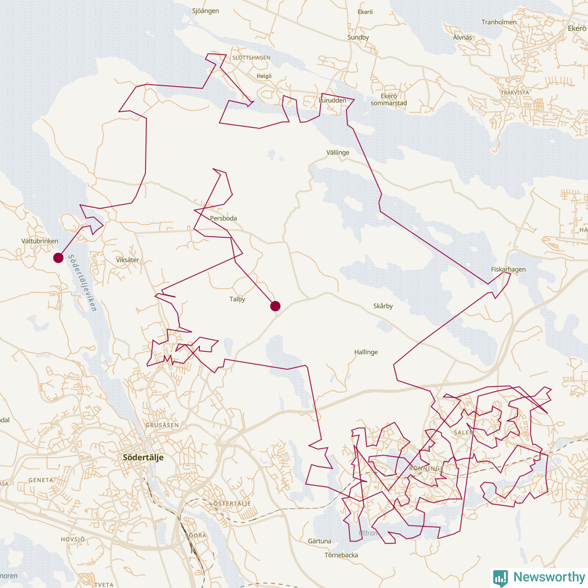 Karta över tomtens bästa resväg