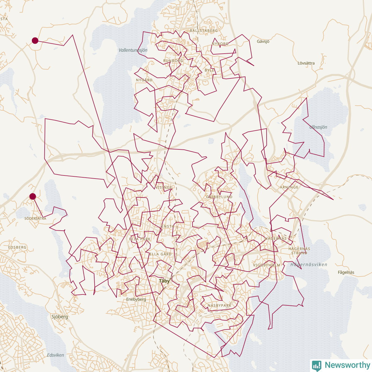Karta över tomtens bästa resväg