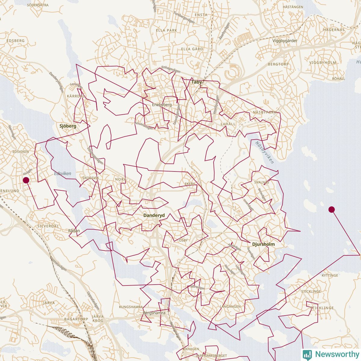 Karta över tomtens bästa resväg