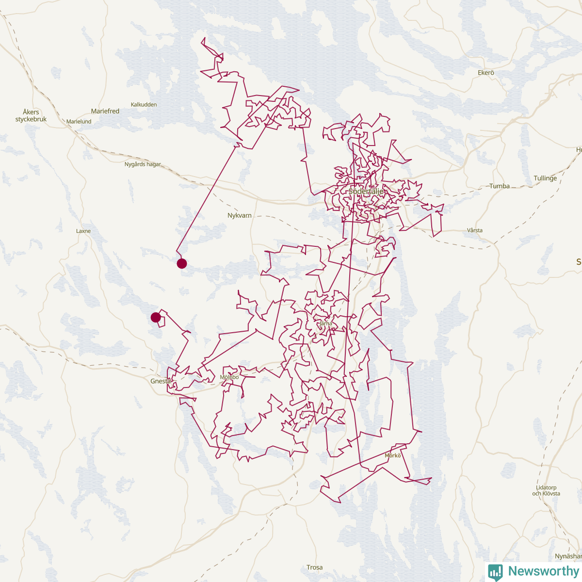 Karta över tomtens bästa resväg