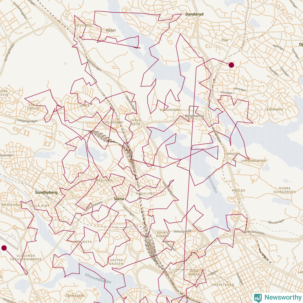 Karta över tomtens bästa resväg