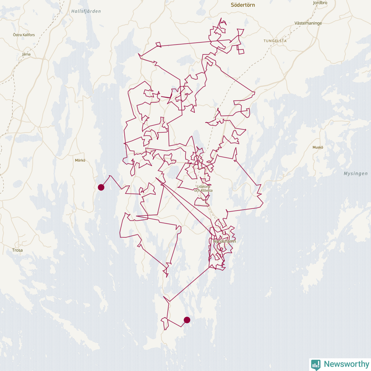 Karta över tomtens bästa resväg