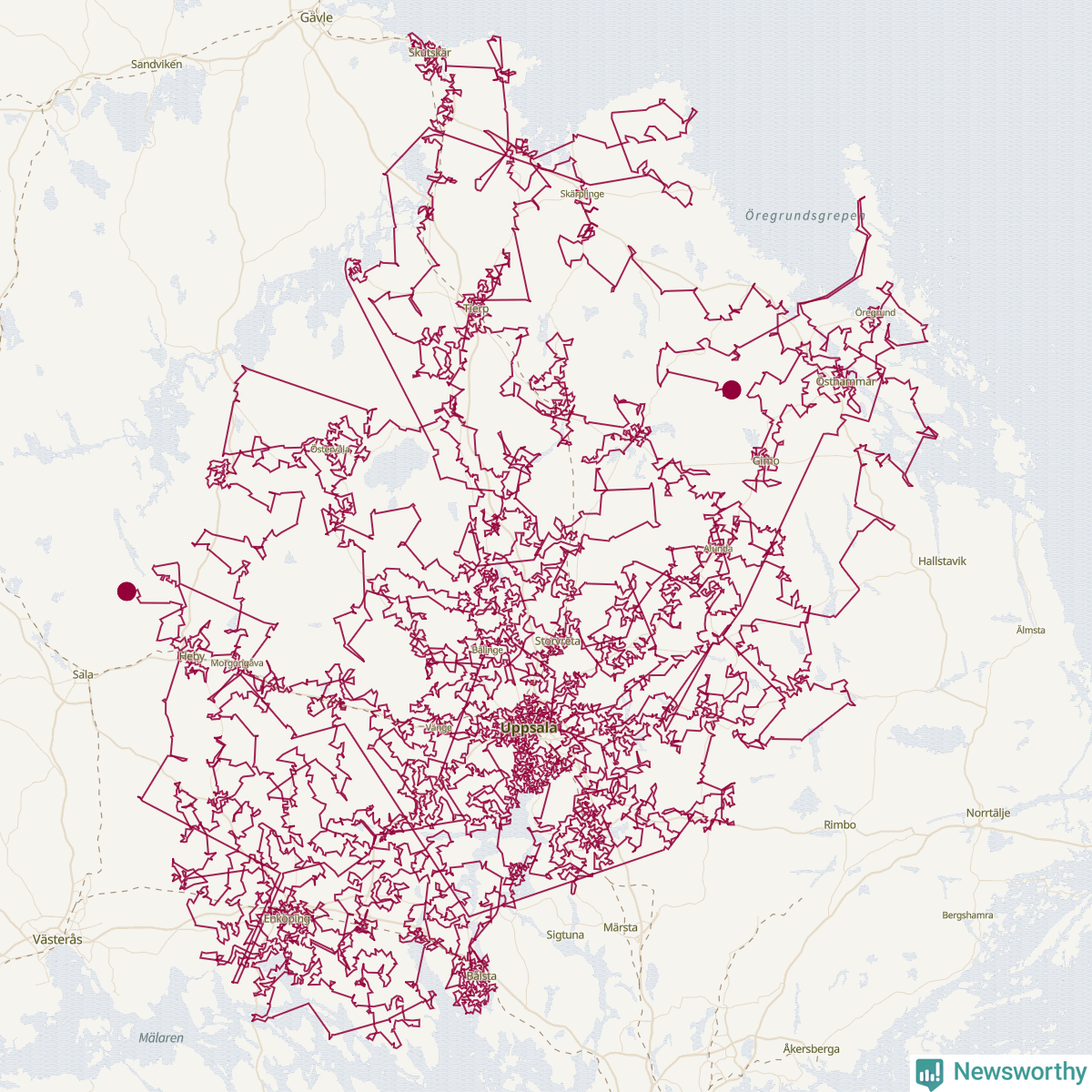 Karta över tomtens bästa resväg