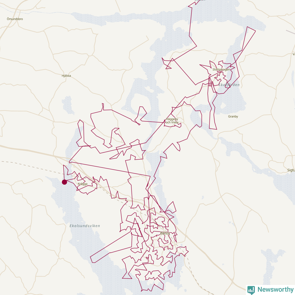 Karta över tomtens bästa resväg