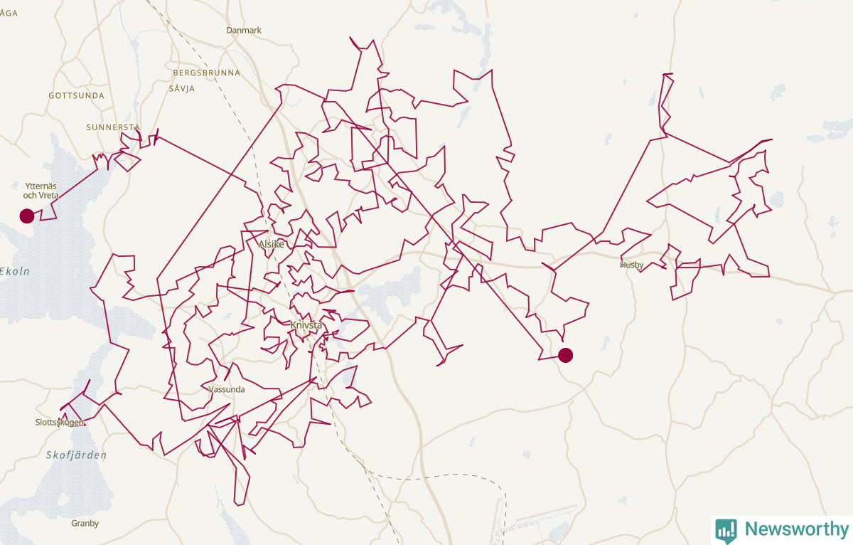 Karta över tomtens bästa resväg