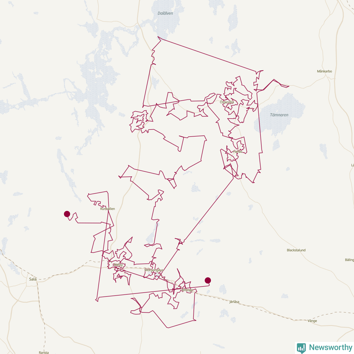 Karta över tomtens bästa resväg