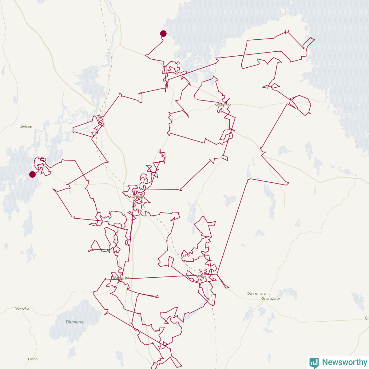 Karta över tomtens bästa resväg