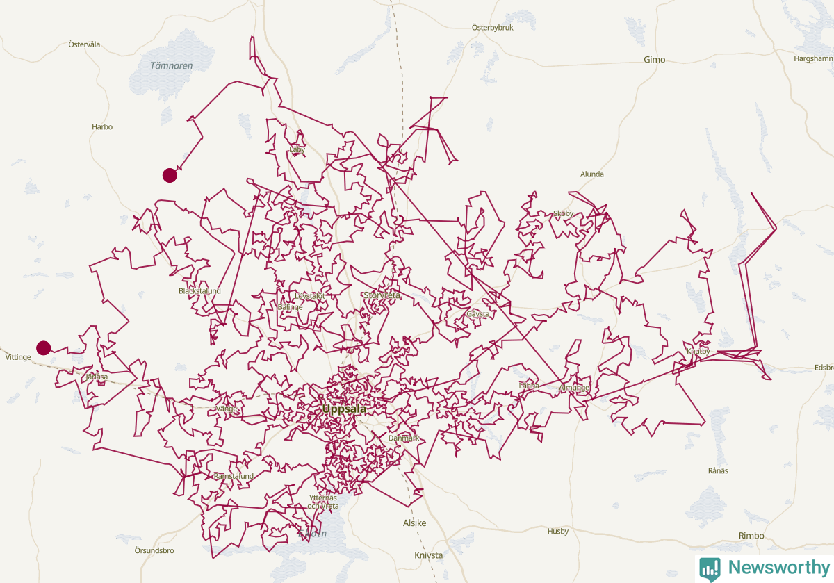 Karta över tomtens bästa resväg