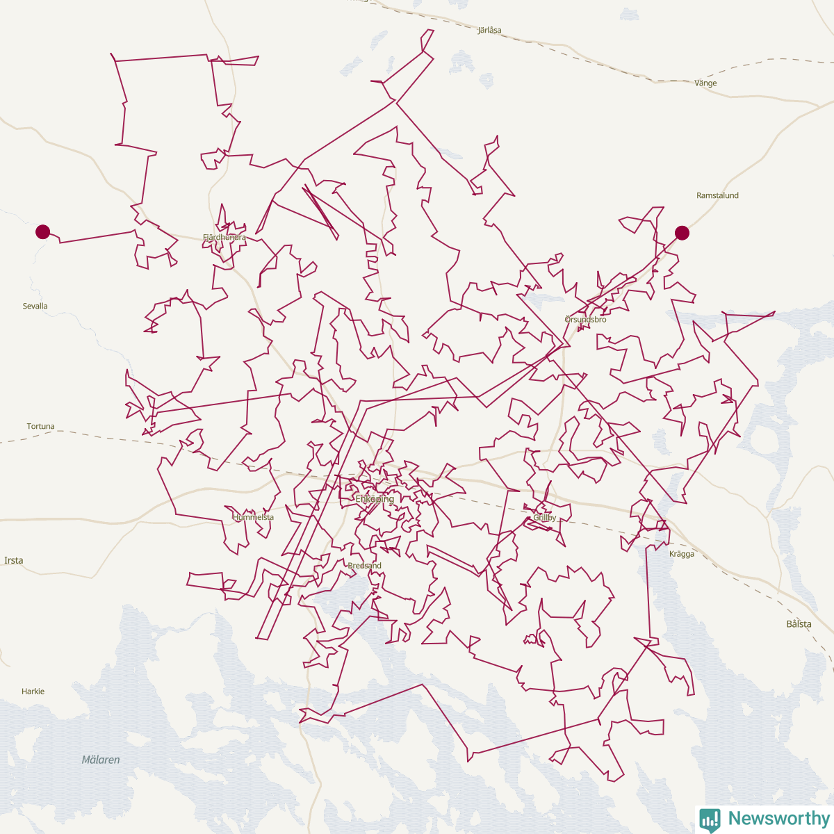 Karta över tomtens bästa resväg
