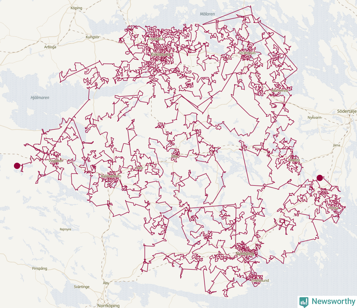 Karta över tomtens bästa resväg