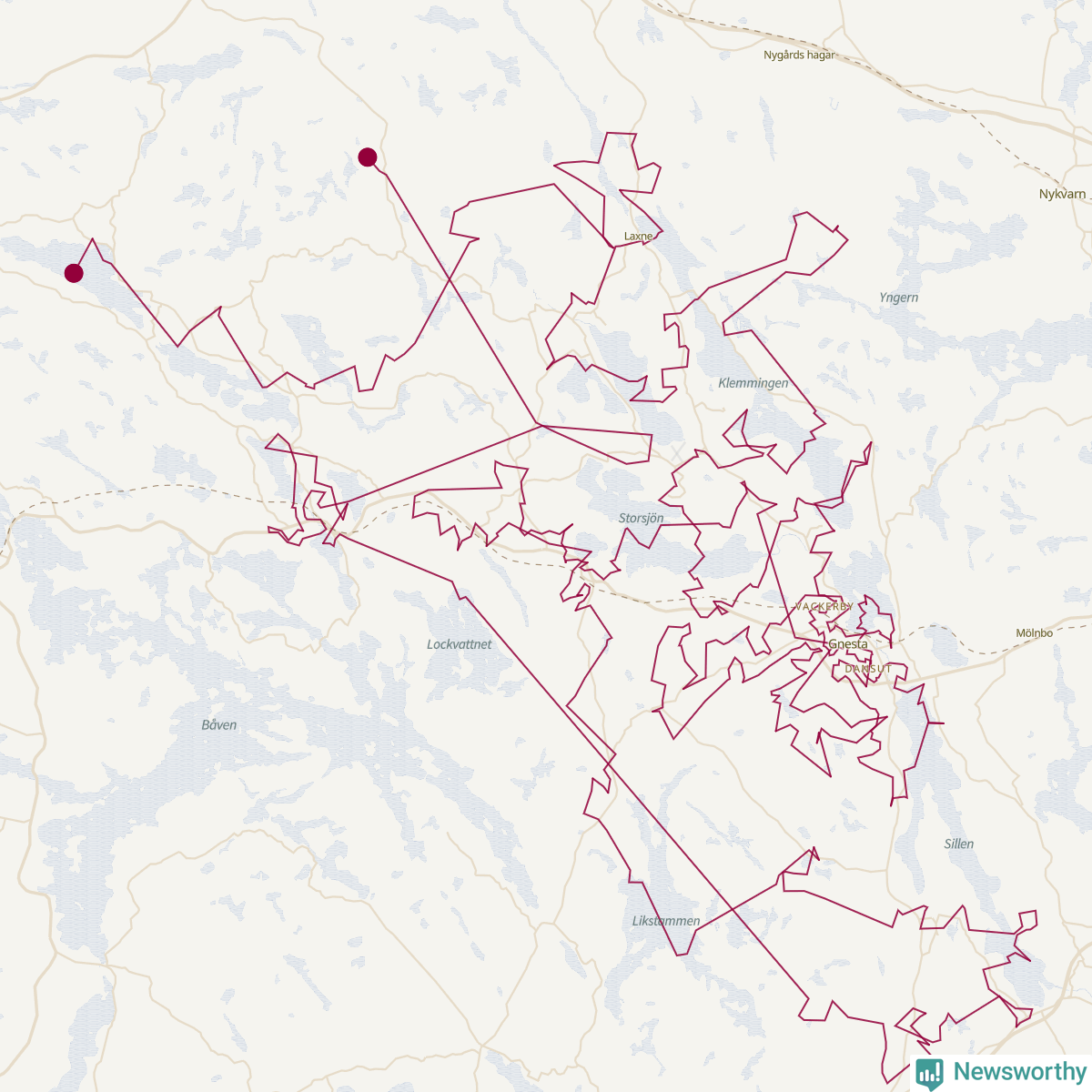 Karta över tomtens bästa resväg