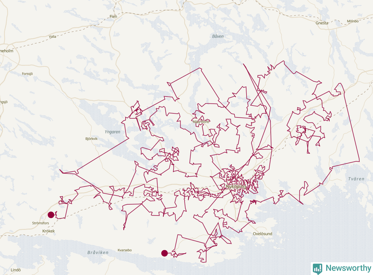 Karta över tomtens bästa resväg