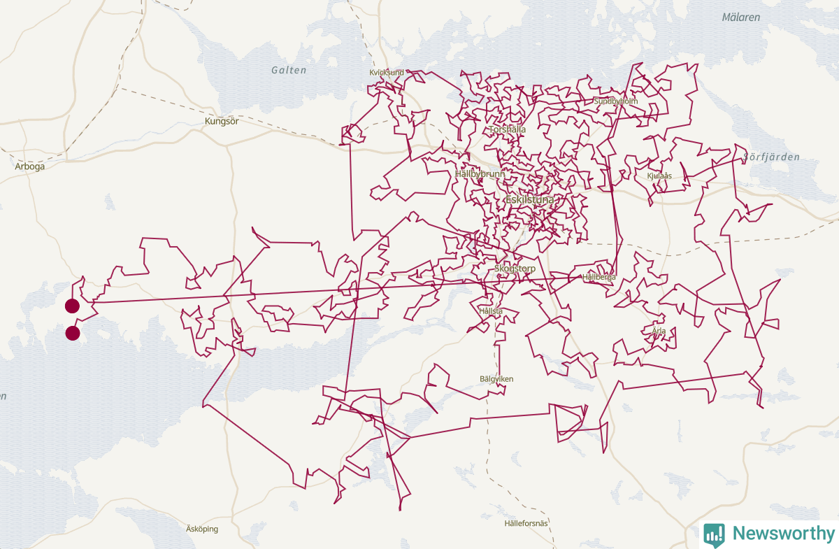 Karta över tomtens bästa resväg