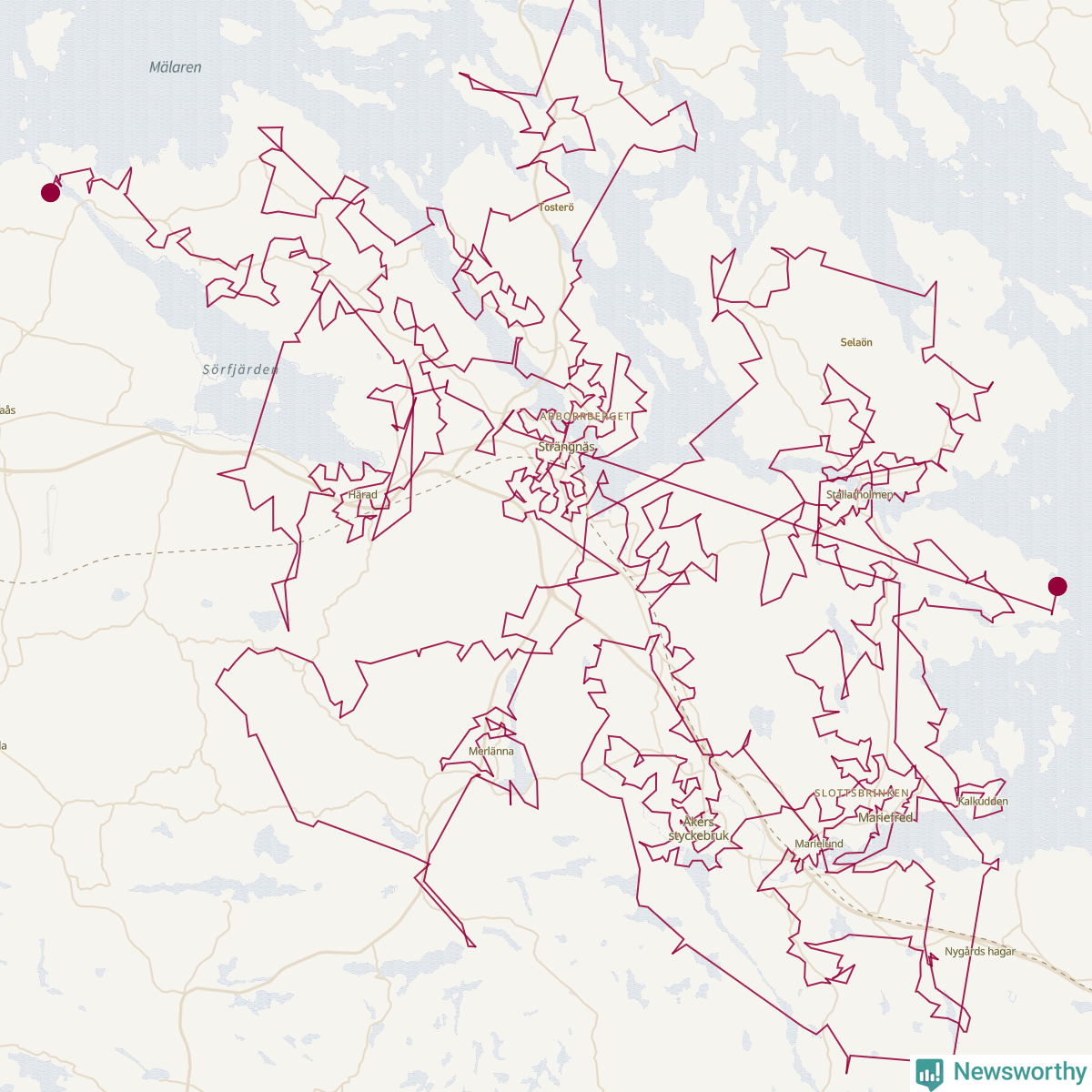 Karta över tomtens bästa resväg