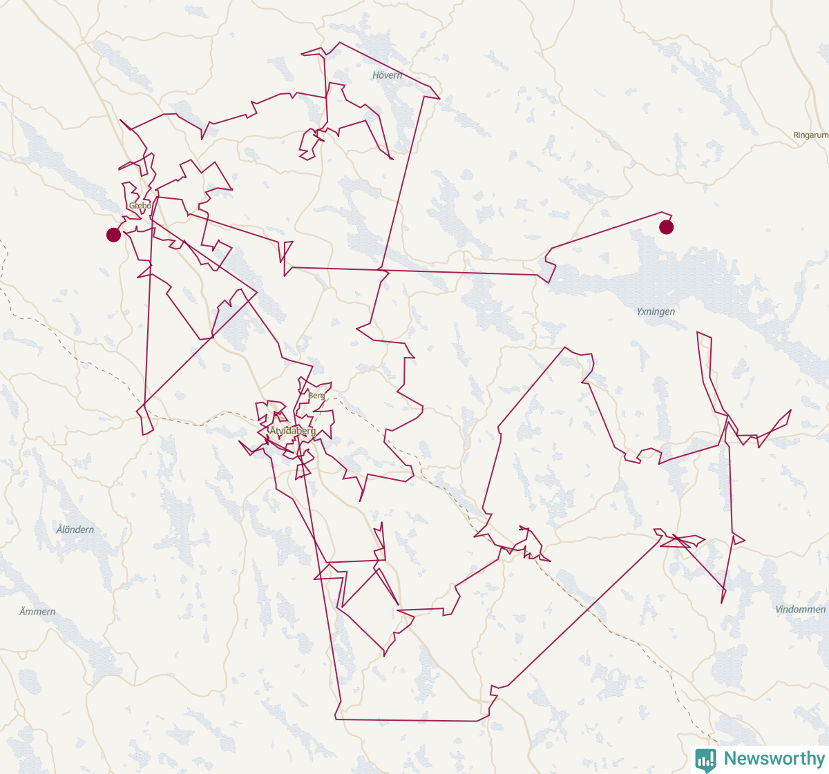 Karta över tomtens bästa resväg