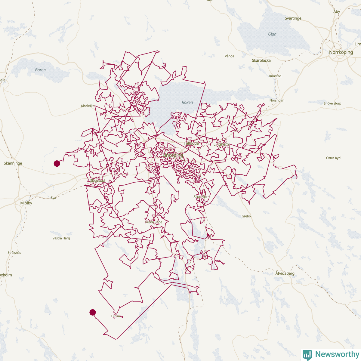 Karta över tomtens bästa resväg