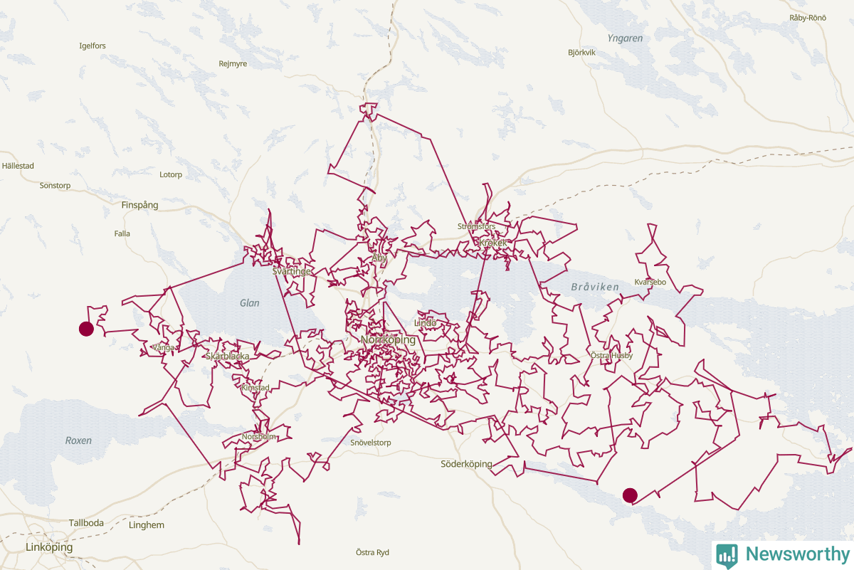 Karta över tomtens bästa resväg