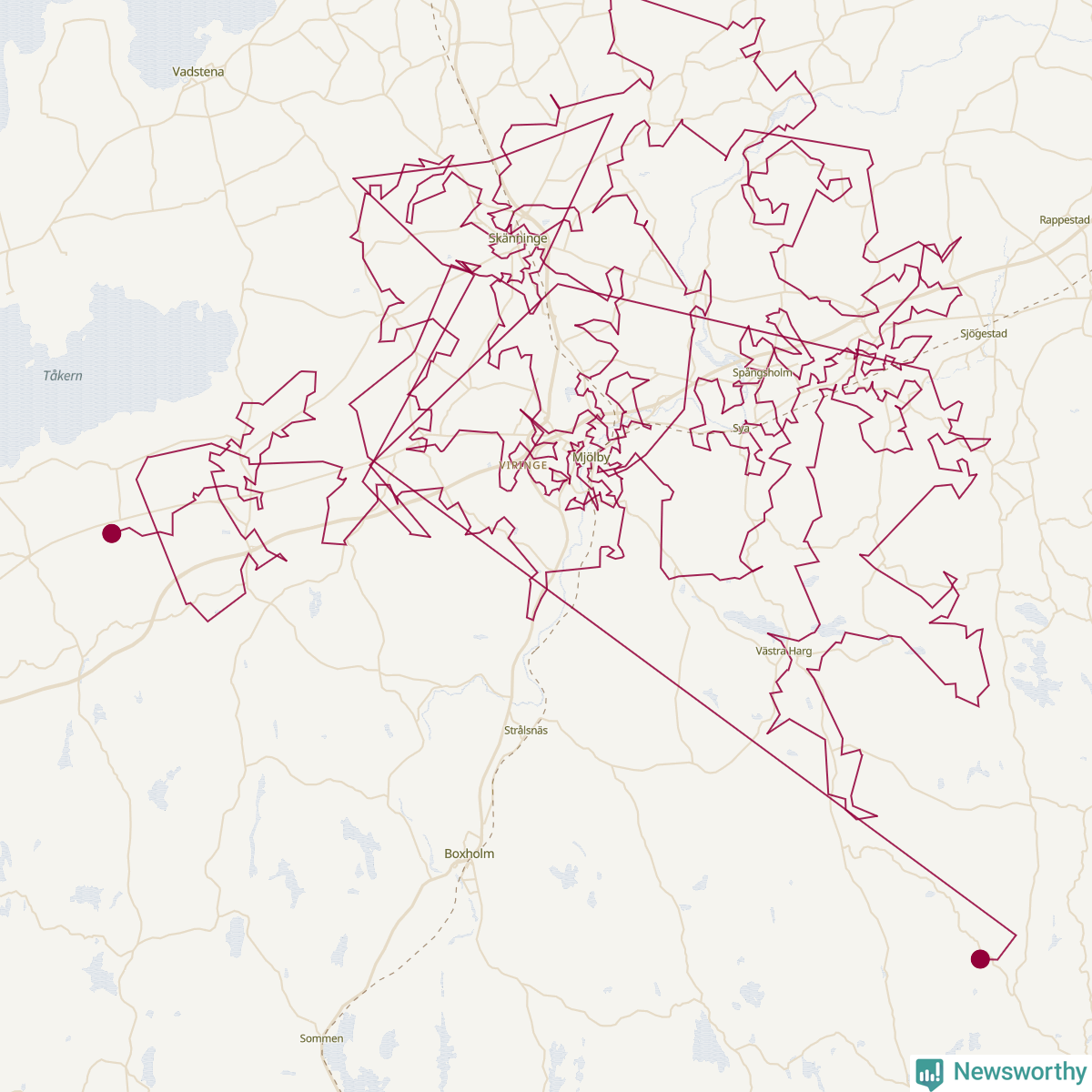 Karta över tomtens bästa resväg