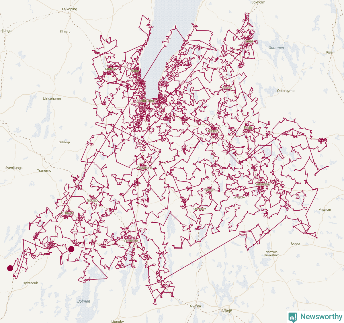 Karta över tomtens bästa resväg