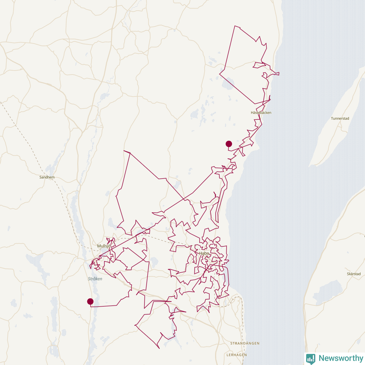 Karta över tomtens bästa resväg