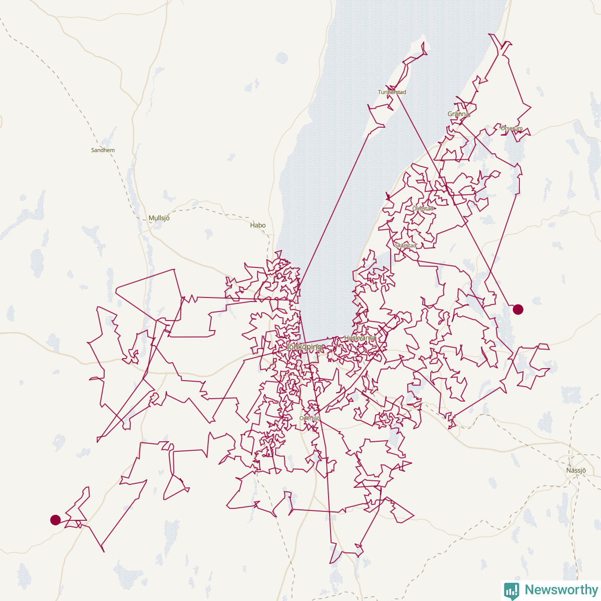 Karta över tomtens bästa resväg