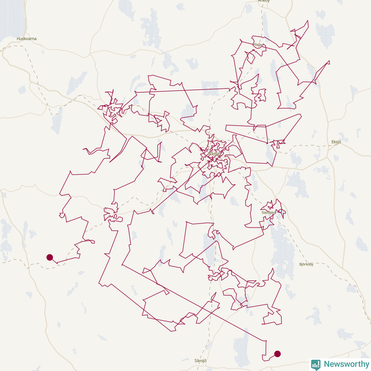 Karta över tomtens bästa resväg