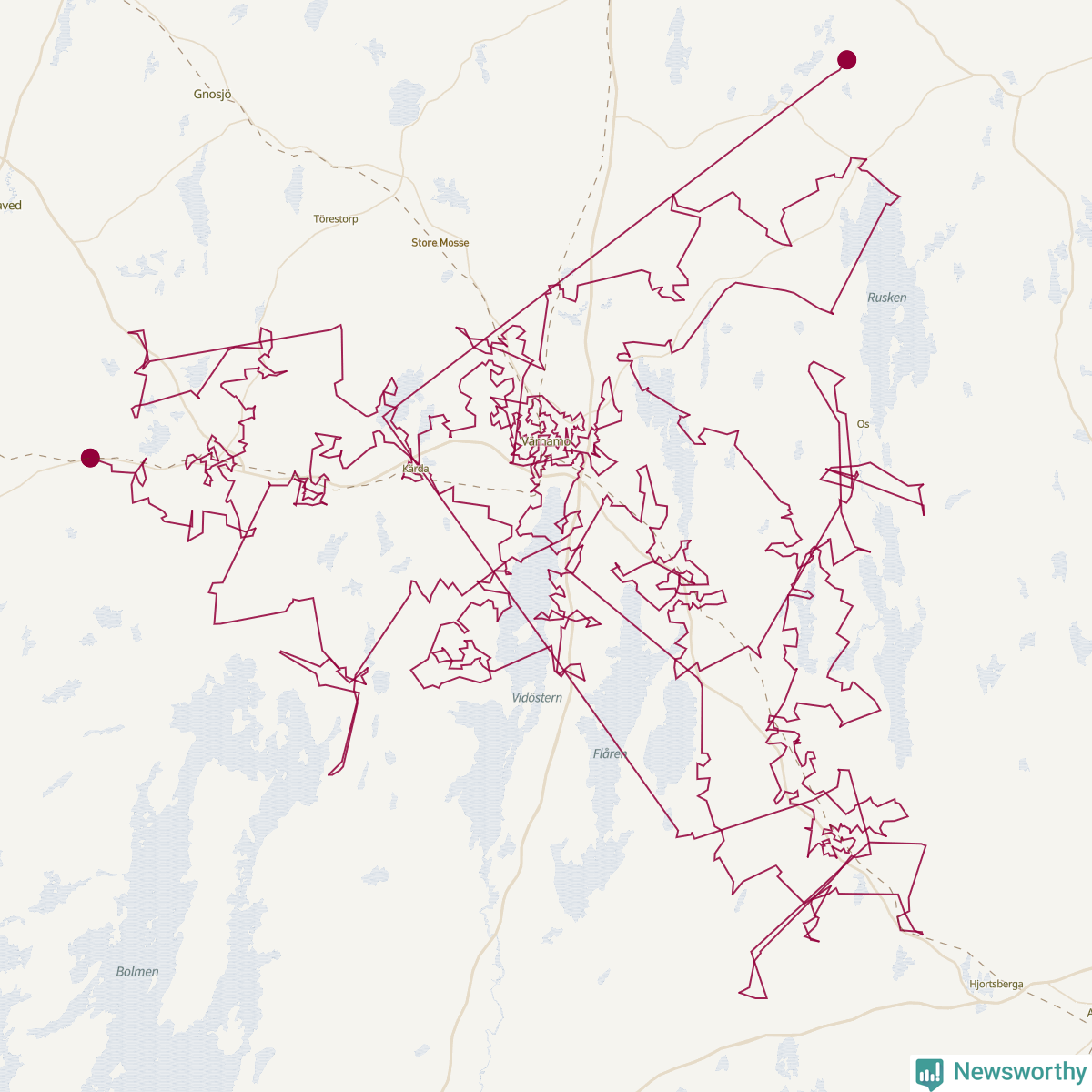 Karta över tomtens bästa resväg