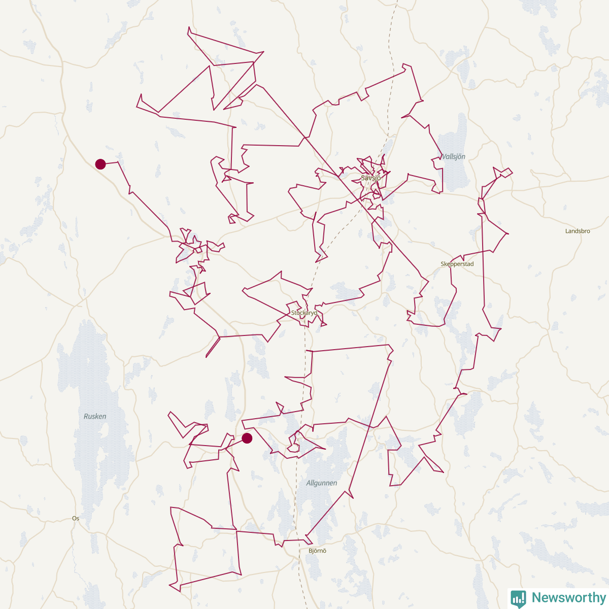 Karta över tomtens bästa resväg