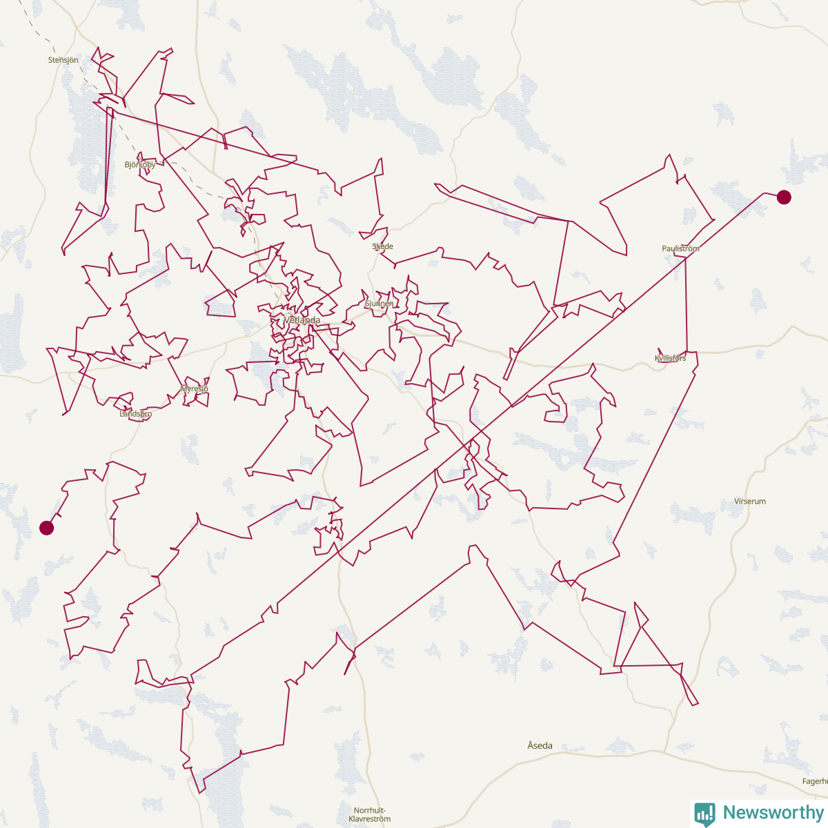 Karta över tomtens bästa resväg