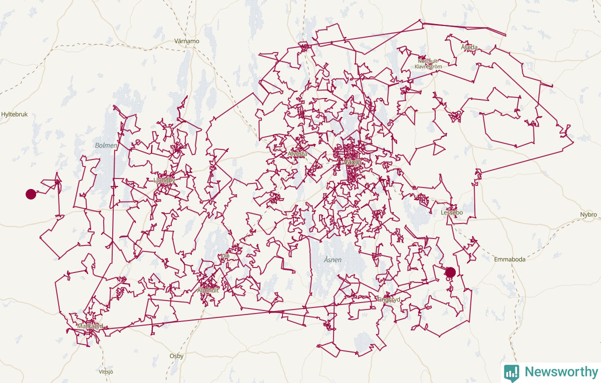 Karta över tomtens bästa resväg