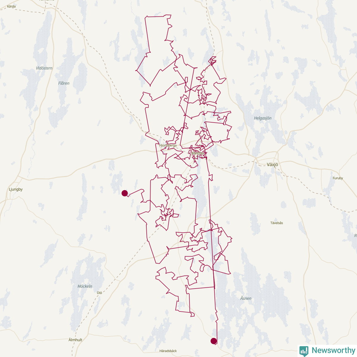 Karta över tomtens bästa resväg
