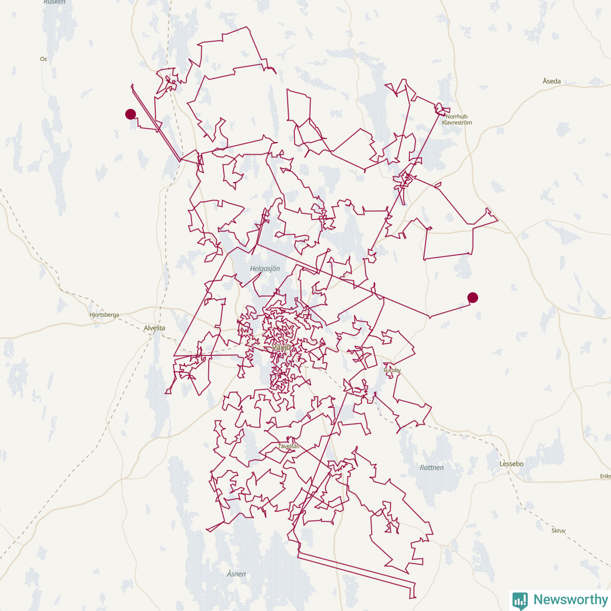Karta över tomtens bästa resväg