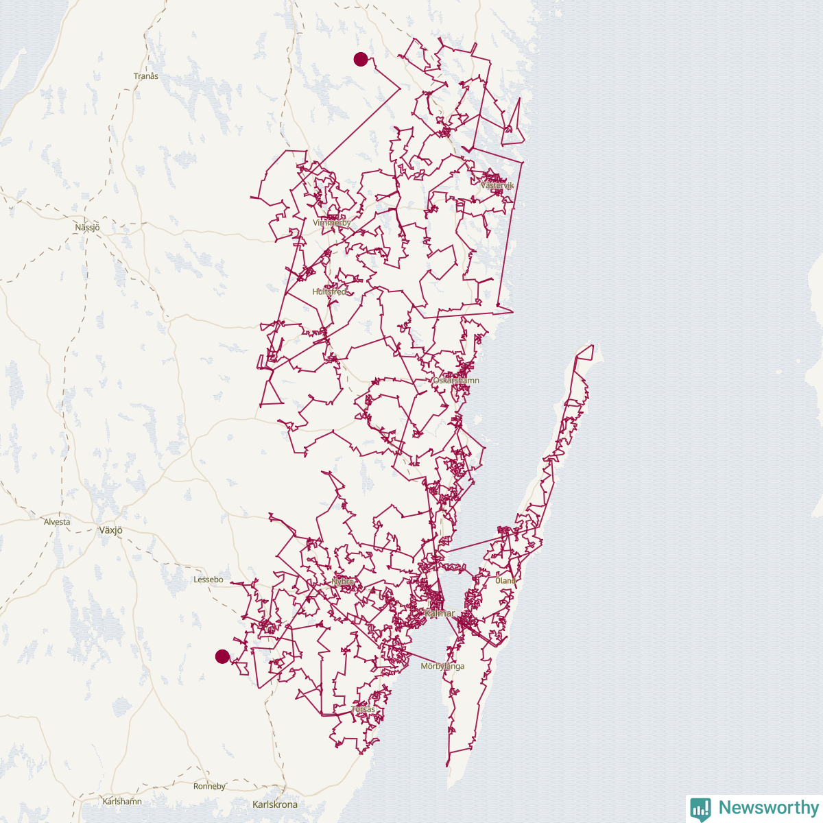Karta över tomtens bästa resväg