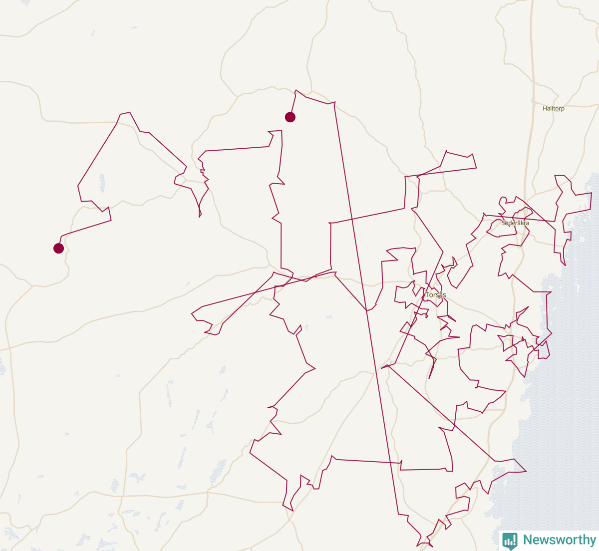 Karta över tomtens bästa resväg