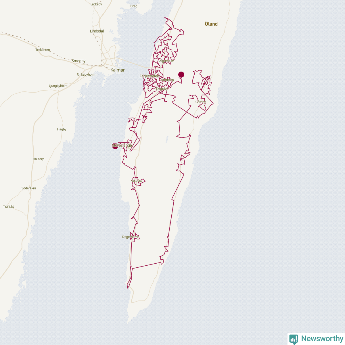 Karta över tomtens bästa resväg