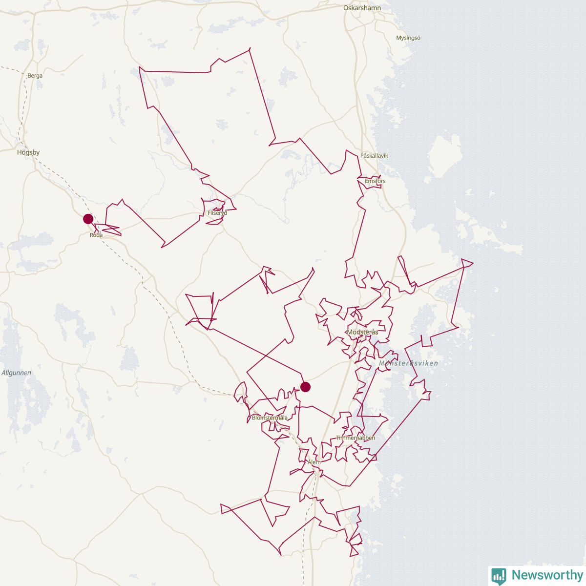 Karta över tomtens bästa resväg