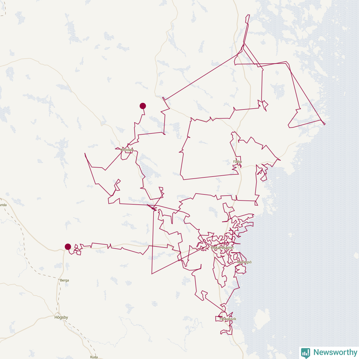 Karta över tomtens bästa resväg