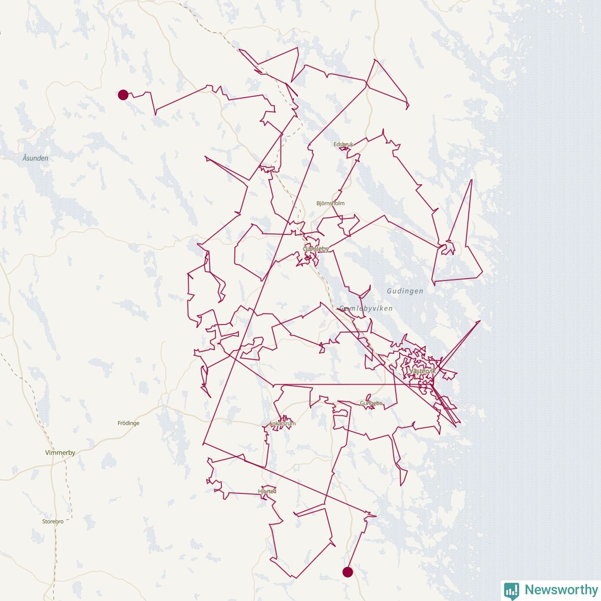 Karta över tomtens bästa resväg