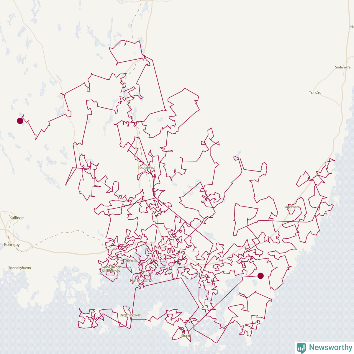 Karta över tomtens bästa resväg