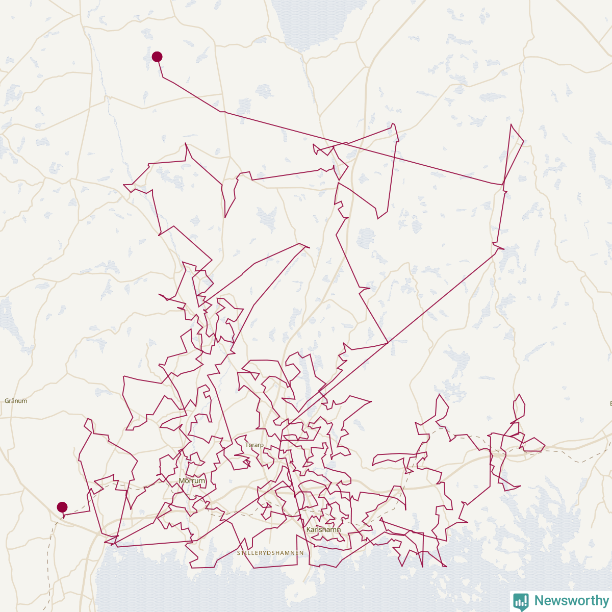 Karta över tomtens bästa resväg