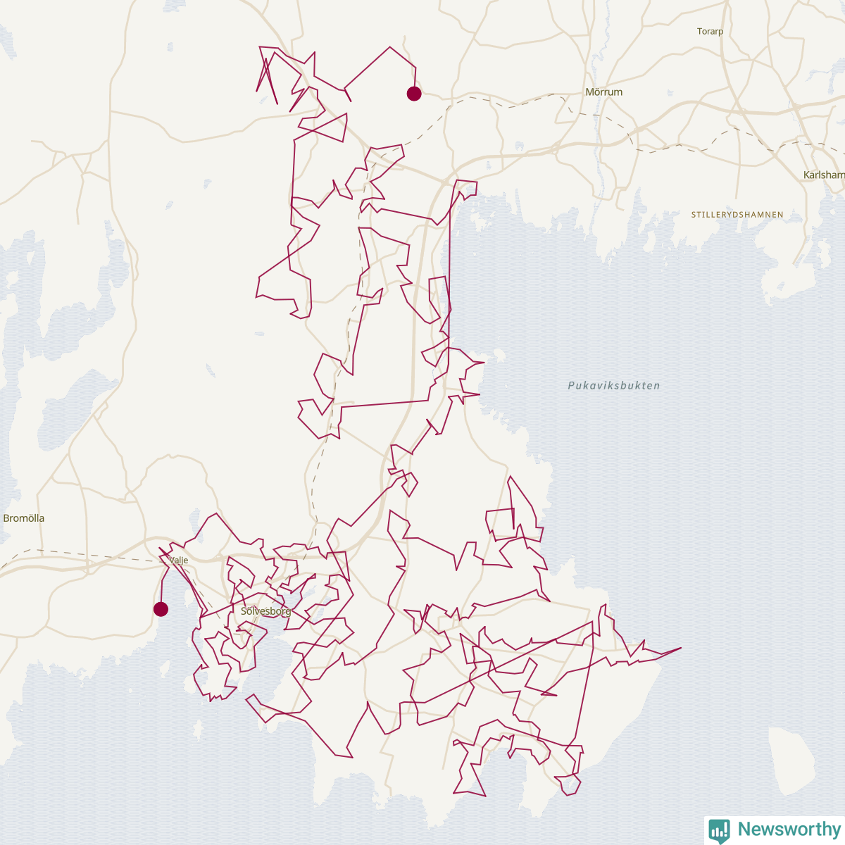 Karta över tomtens bästa resväg