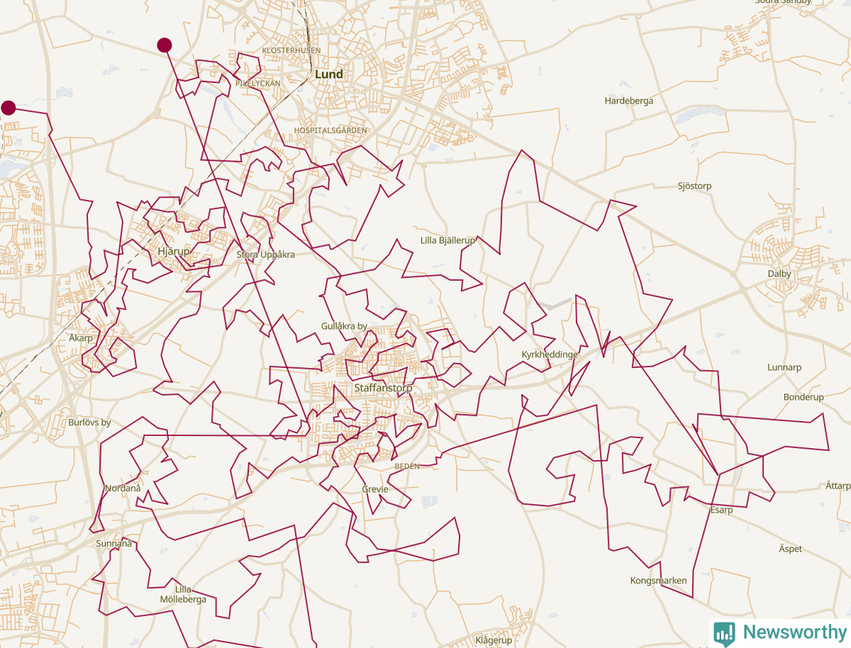 Karta över tomtens bästa resväg