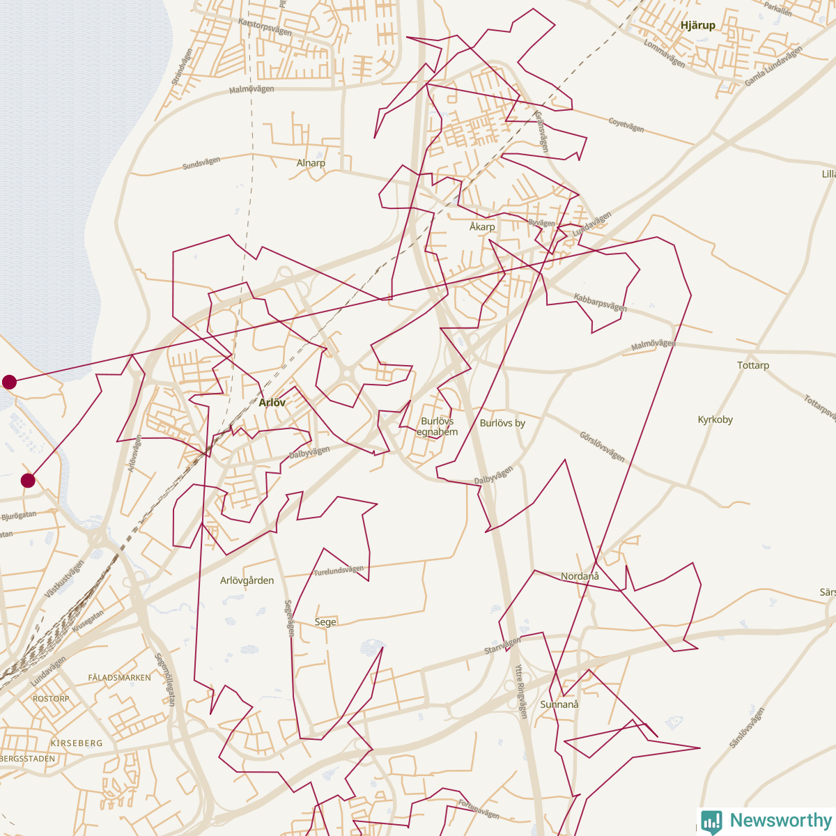 Karta över tomtens bästa resväg