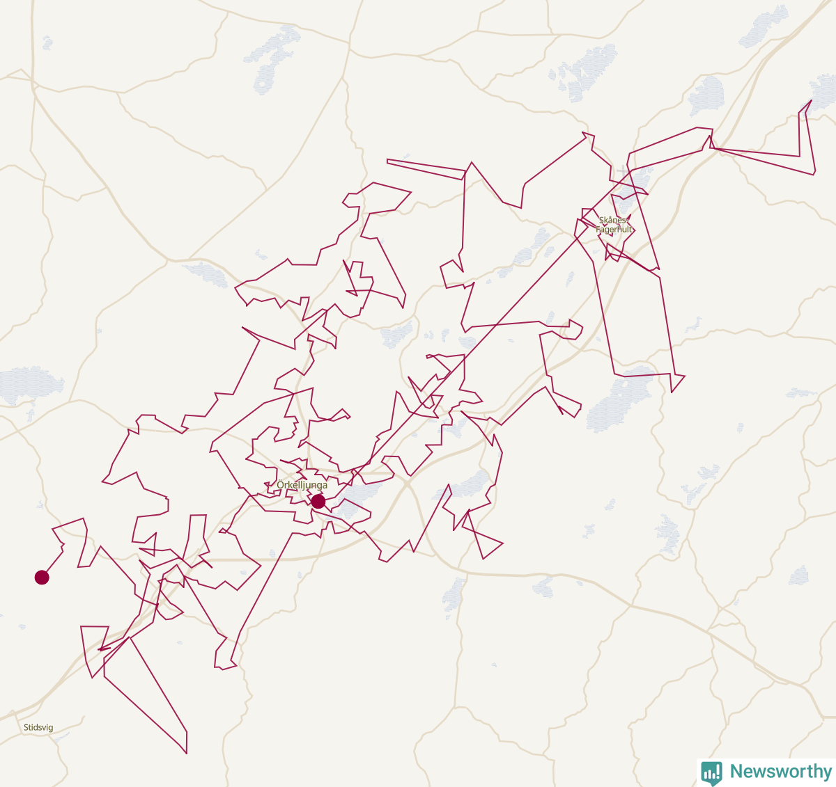 Karta över tomtens bästa resväg