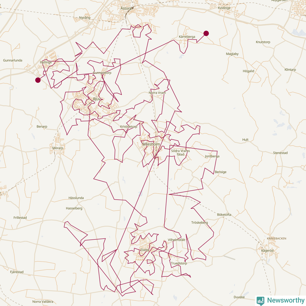 Karta över tomtens bästa resväg